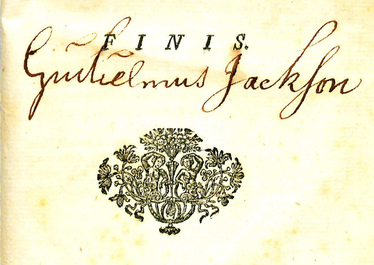 Inscription and tail-piece, last page of text.
