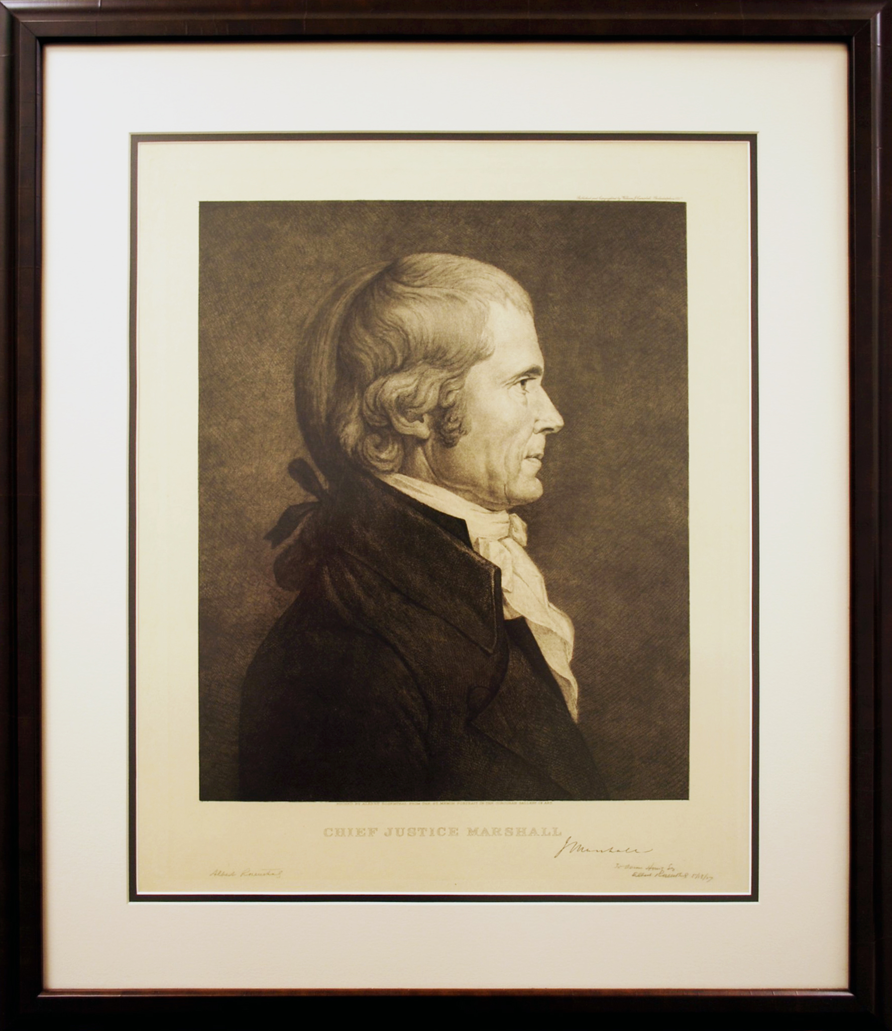 Engraving of Chief Justice John Marshall, by Albert Rosenthal
