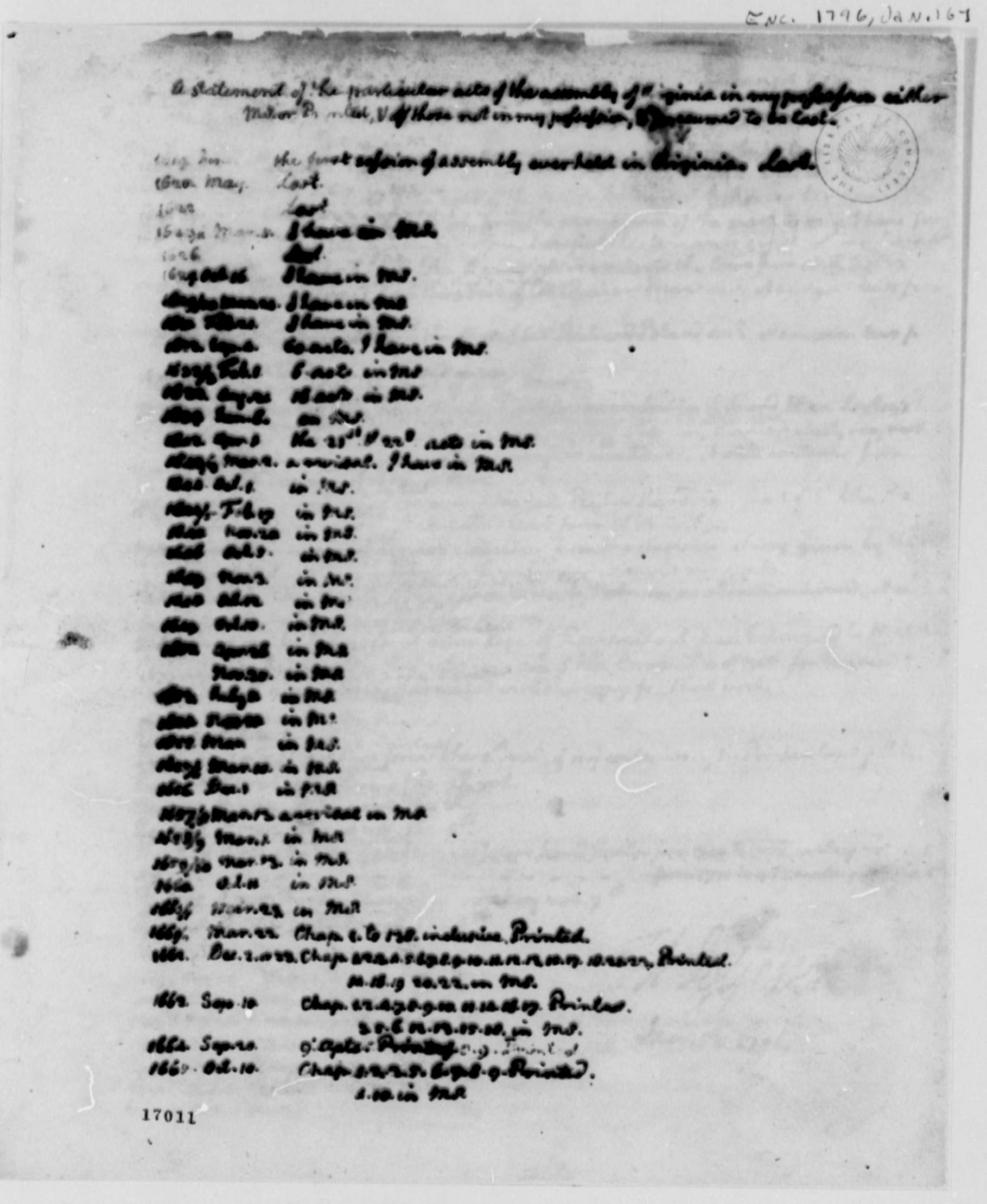 Jefferson's press copy, 2 (rewrite). Image from the The Thomas Jefferson Papers, Library of Congress.