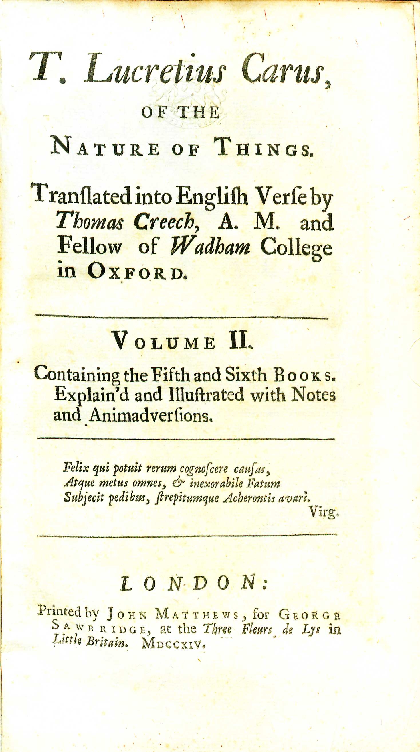 Of the Nature of Things by Lucretius