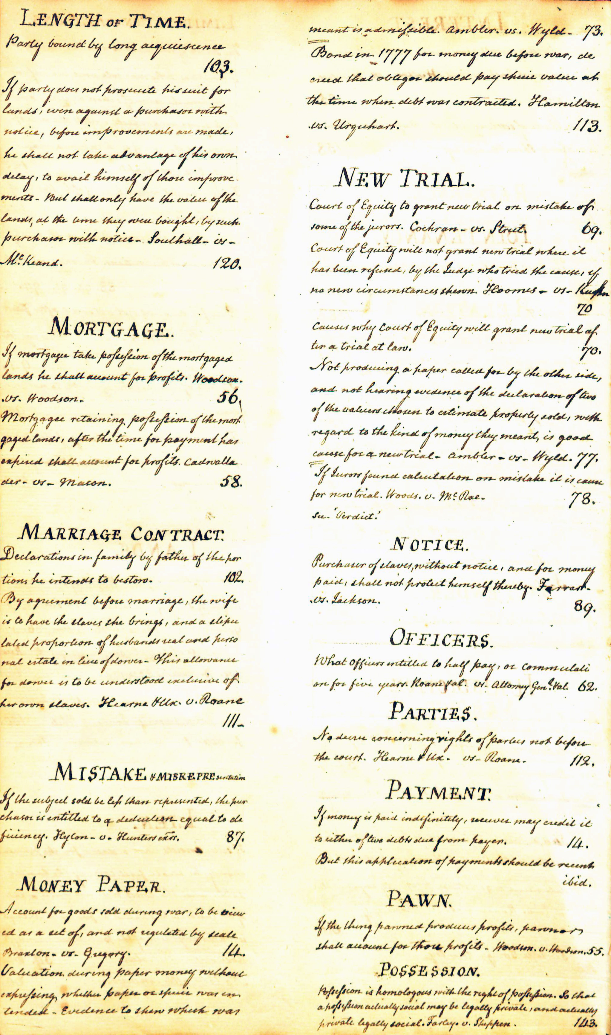 "Length of Time" through "Possession," rear free endpaper verso.