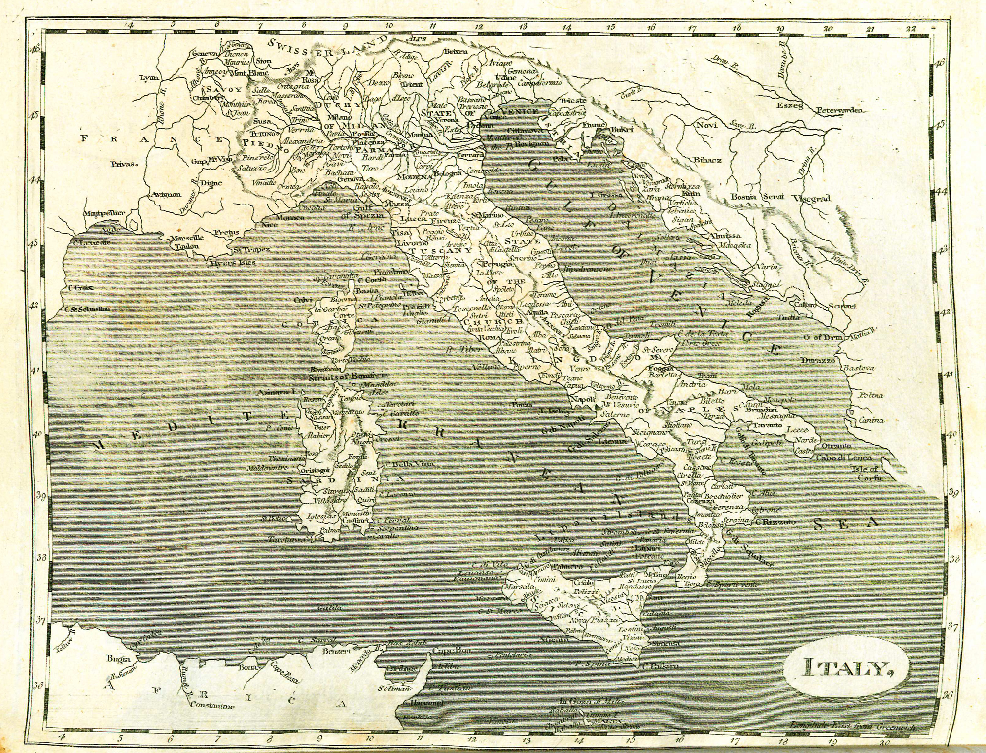 Map of Italy.