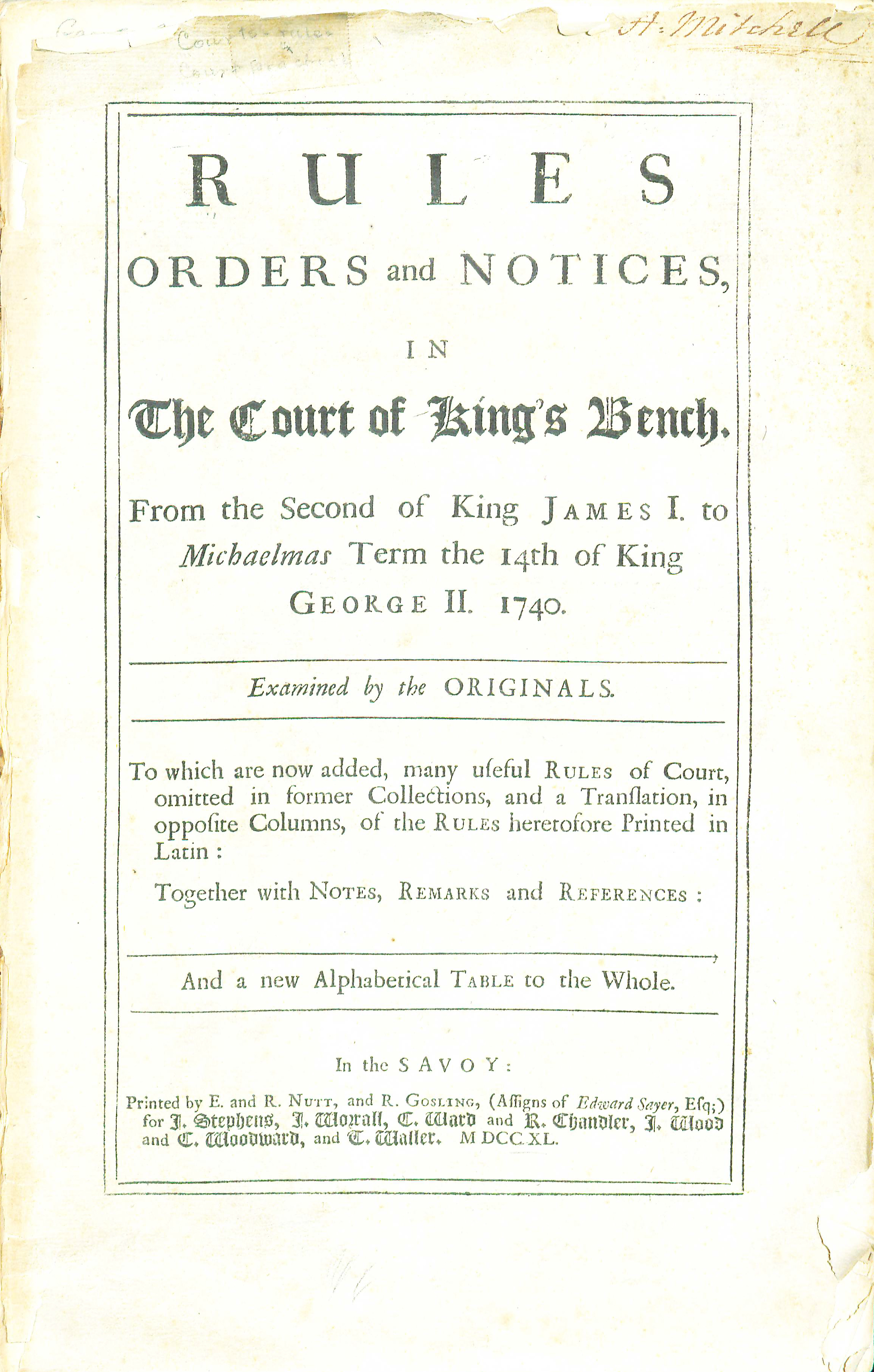File:RulesOrdersAndNoticesCourtOfKB1750 TitlePage.jpg