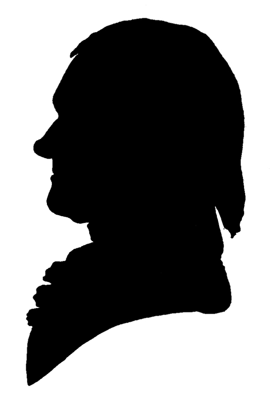 Bache silhouette of Thomas Jefferson, from Carrick's Shades of Our Ancestors.