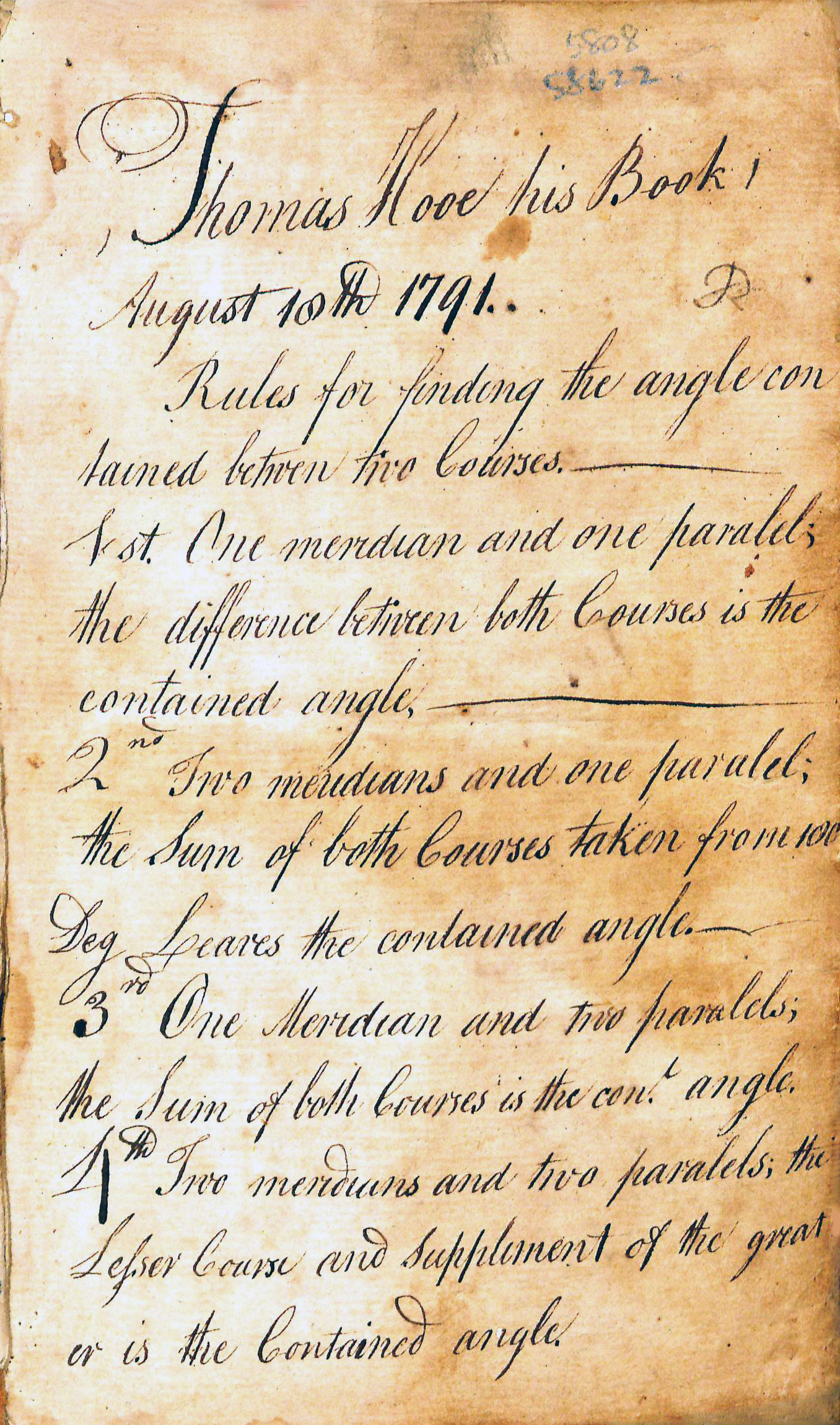 Manuscript notes, recto, front free endpaper.