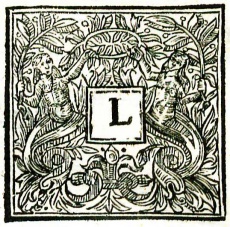 Initial capital, first page of text, from Edmund Wingate's Maximes of Reason.