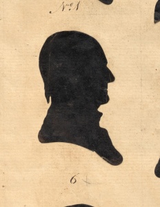William Bache silhouette, cut coated paper mounted on paper, c. 1803-04. "Ledger Book of William Bache," National Portrait Gallery, Smithsonian Institution.
