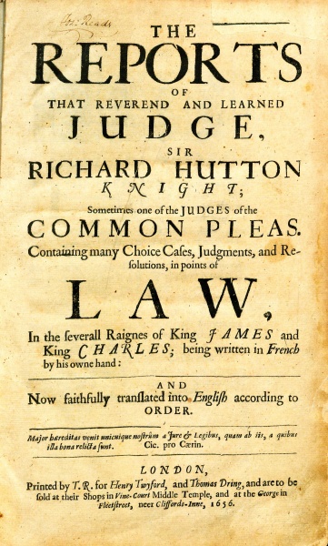 File:HuttonReportsOfThatReverendAndLearnedJudgeTitlePage.jpg