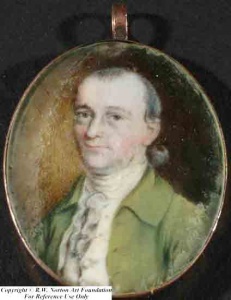 Miniature, attributed to Henry Benbridge (c. 1770). Original at the R.W. Norton Art Gallery, Shreveport, Louisiana.
