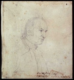 Pencil sketch from life, by John Trumbull, in Williamsburg (1791). Image courtesy of the Colonial Williamsburg Rockefeller Library Special Collections, Williamsburg, Virginia.