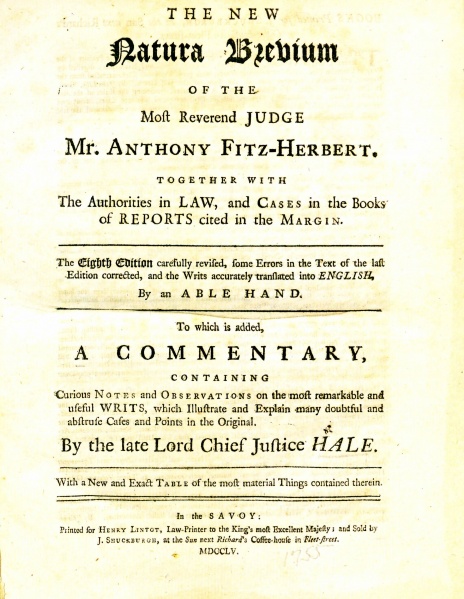 File:FitzherbertNewNaturaBrevium1755TitlePage.jpg