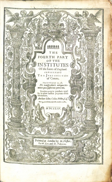 File:CokeFourthPartOfInstitutes1644TitlePage.jpg