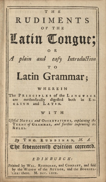 File:RuddimanRudimentsOfTheLatinTongue1769 TitlePage.jpg