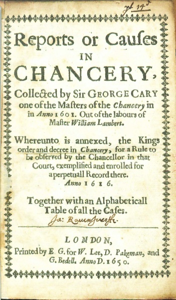File:CarewReportsOrCausesInChancery1650 Title.jpg