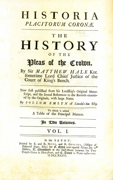 File:HaleHistoryOfPleasOfCrown1736V1TitlePage.jpg