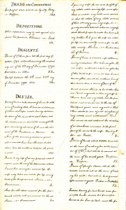 "Deeds and Conveyance" through "Devise," rear blank.